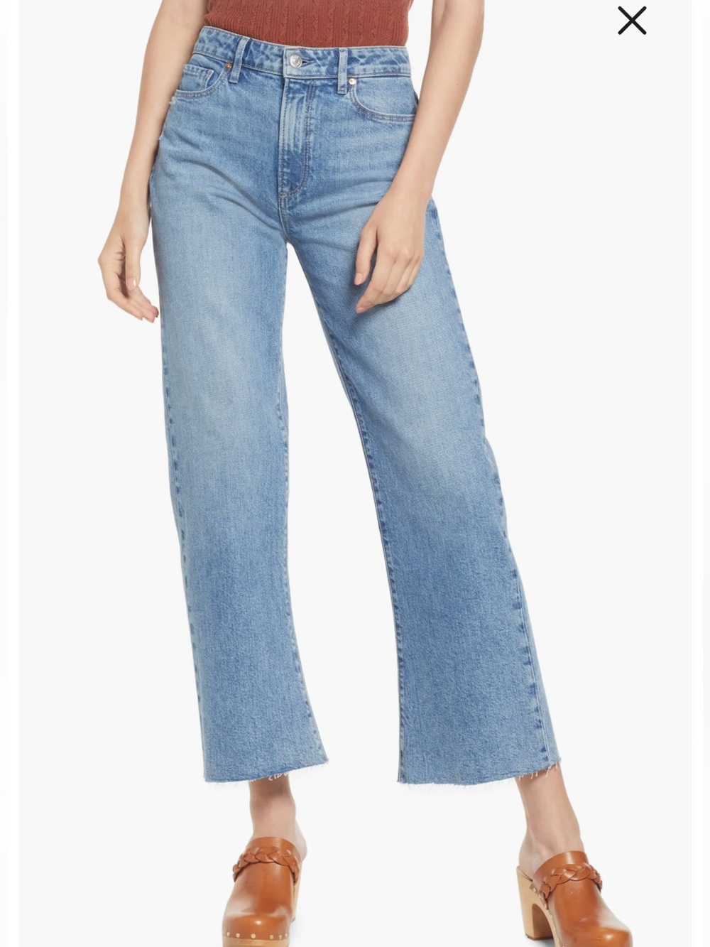 Paige Leenah Wide-Leg Raw Hem Jeans